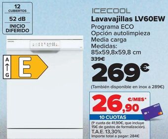 Carrefour Icecool lavavajillas lv60ew oferta