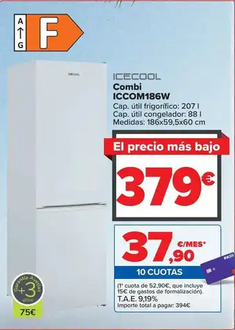 Carrefour Icecool combi iccom186w oferta