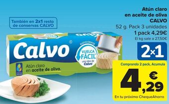 Carrefour Atún claro en aceite de oliva calvo oferta