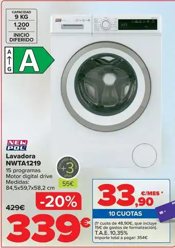 Carrefour New pol lavadora nwta1219 oferta