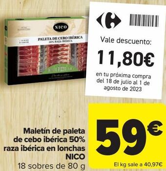 Carrefour Maletín de paleta de cebo ibérica 50% raza ibérica en lonchas nico oferta