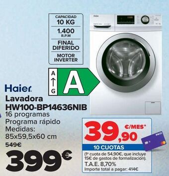 Carrefour Haier lavadora hw100-bp14636nib oferta