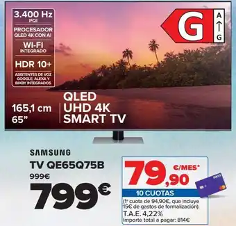 Carrefour Samsung tv qe65q75b oferta