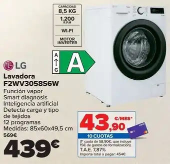 Carrefour Lg lavadora f2wv3058s6w oferta