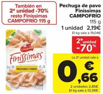 Carrefour Pechuga de pavo finíssimas campofrio oferta