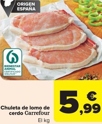 Carrefour Chuleta de lomo de cerdo carrefour oferta