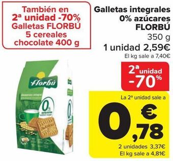 Carrefour Galletas integrales 0% azúcares florbu oferta