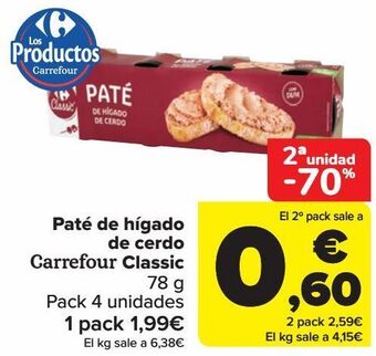Carrefour Paté de hígado de cerdo carrefour classic oferta