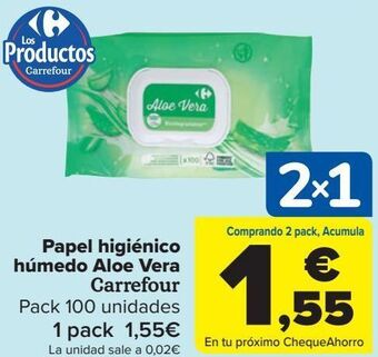Carrefour Papel higiénico húmedo aloe vera carrefour oferta