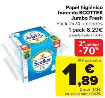 Carrefour Papel higiénico húmedo scottex jumbo fresh oferta