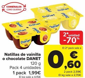 Carrefour Natillas de vainilla o chocolate danet oferta