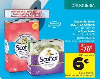 Carrefour Papel higiénico scottex original o acolchado oferta