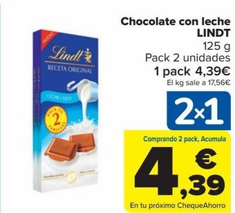 Carrefour Chocolate con leche lindt oferta