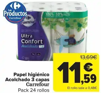 Carrefour Papel higiénico acolchado 3 capas carrefour oferta