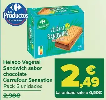 Carrefour Helado vergetal sandwich sabor chocolate carrefour sensation oferta