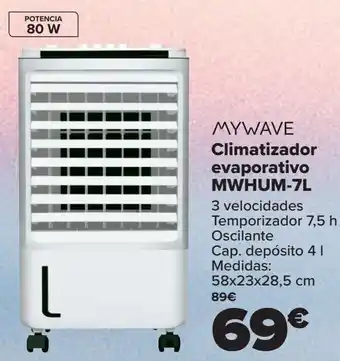 Carrefour Mywave climatizador evaporativo mwhum-7l oferta