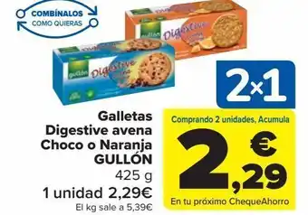 Carrefour Market Galletas digestive avena choco o naranja gullón oferta