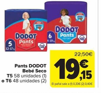 Carrefour Market Pants dodot bebé seco t5 o t6 oferta