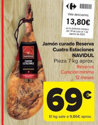 Carrefour Market Jamón curado reserva cuatro estaciones navidul oferta