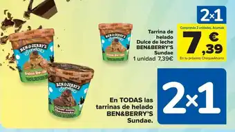 Carrefour Market Tarrina de helado dulce de leche ben&jerry's sundae oferta