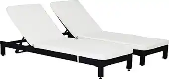 Amazon Outsunny set de 2 tumbonas de ratán chaise longue con cojines acolchados cubierta impermeable silla para exterior jardín p... oferta