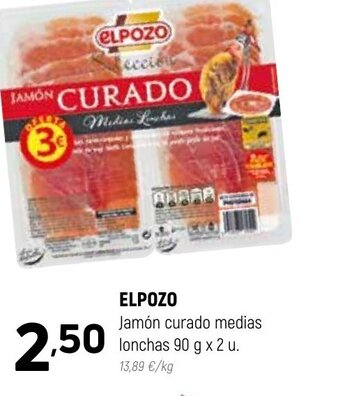 Coviran ELPOZO Jamón curado medias lonchas 90 g x 2 u. oferta