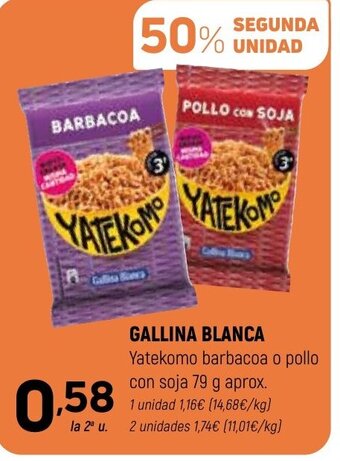 Coviran GALLINA BLANCA Yatekomo barbacoa o pollo con soja 79 g aprox. oferta