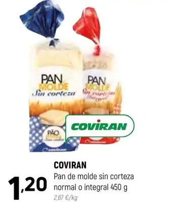 Coviran COVIRAN Pan de molde sin corteza normal o integral 450 g oferta