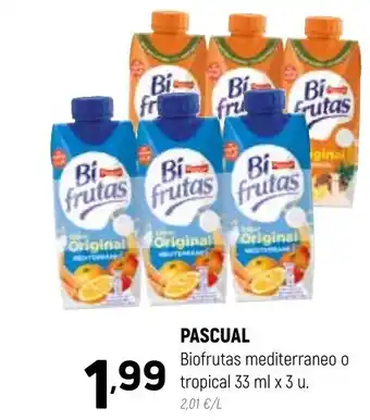 Coviran PASCUAL Biofrutas mediterraneo o tropical 3 ml x 3 u. oferta