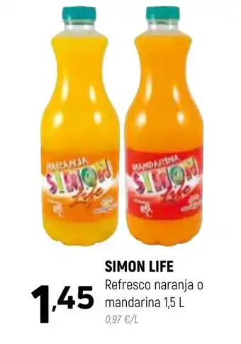Coviran SIMON LIFE Refresco naranja o mandarina 1,5 L oferta