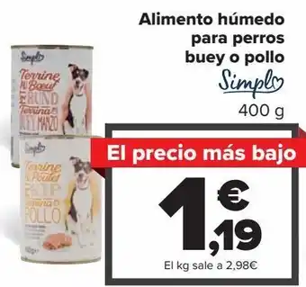 Carrefour Alimento húmedo para perros buey o pollo oferta