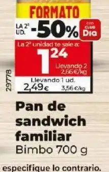 Dia Pan sandwich bimbo oferta