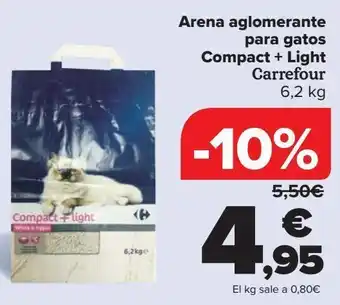Carrefour Arena aglomerante para gatos compact + light carrefour oferta
