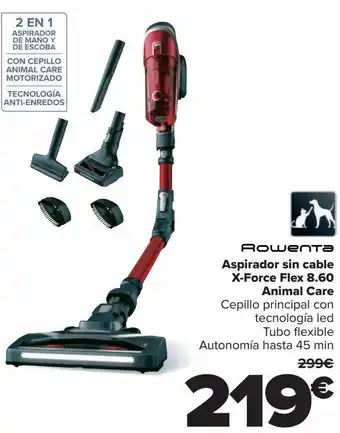 Carrefour Rowenta aspirador sin cable x-force flex 8.60 animal care oferta