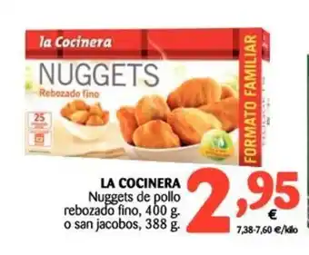 Alimerka La Cocinera Nuggets de pollo rebozado fino, 400g. o san jacobos, 388g. oferta