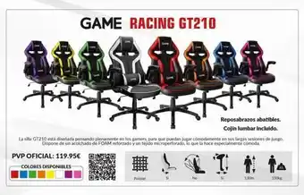 Game Colores disponibles game racing gt210 game polipel tetekkie la silla gt210 está diseñada pensando plenamente en los game oferta