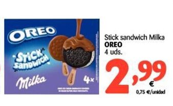 Alimerka Oreo Stick sandwich Milka 4 uds. oferta