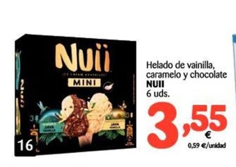 Alimerka Nuii Helado de vainilla, caramelo y chocolate 6 uds. oferta