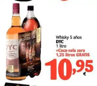 Alimerka DYC Whisky 5 años 1 L +Coca-cola zero 1,25 litros Gratis oferta