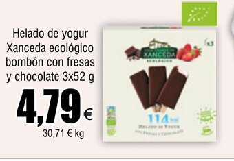 FROIZ Helado de yogur Xanceda ecológico bombón con fresas y chocolate 3x52 g oferta