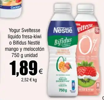 FROIZ Yogur Sveltesse líquido fresa-kiwi o Bífidus Nestlé mango y melocotón 750 g unidad oferta