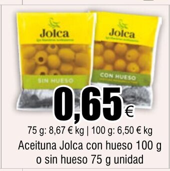 FROIZ Aceituna Jolca con hueso 100 g o sin hueso 75 g unidad oferta