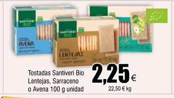 FROIZ Tostadas Santiveri Bio Lentejas, Sarraceno o Avena 100 g unidad oferta