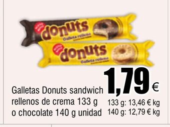FROIZ Galletas Donuts sandwich rellenos de crema 133 g o chocolate 140 g unidad oferta