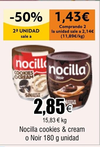 FROIZ Nocilla cookies & cream o Noir 180 g unidad oferta
