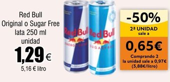 FROIZ Red Bull Original o Sugar Free lata 250 ml unidad oferta