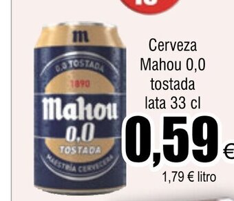FROIZ Cerveza Mahou 0,0 tostada lata 33 cl oferta