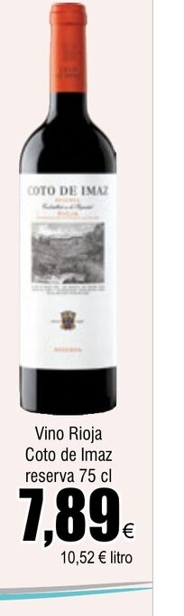 FROIZ Vino Rioja Coto de Imaz reserva 75 cl oferta
