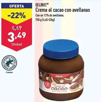 ALDI DELINUTⓇ Crema al cacao con avellanas oferta