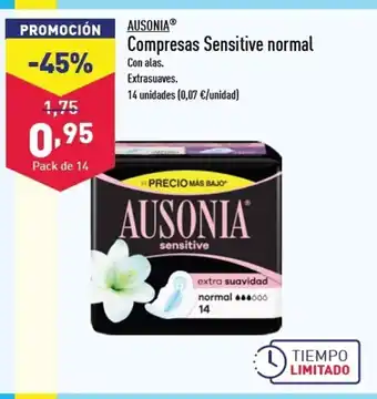 ALDI AUSONIA Compresas Sensitive normal oferta